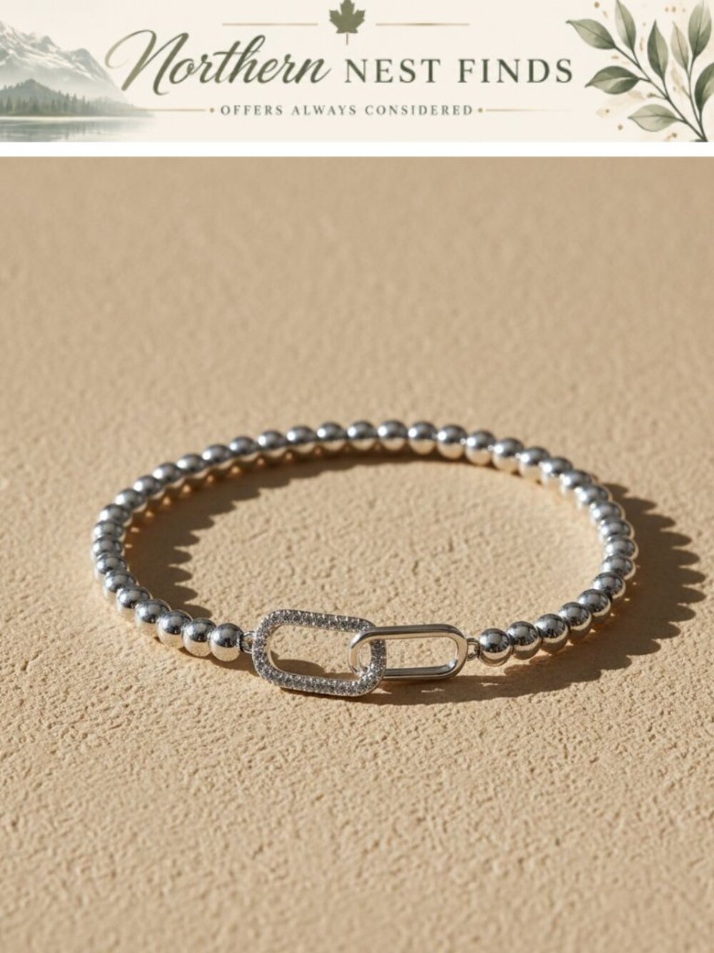 14K Gold Plated Beaded Stretch Bracelet Handmade Ball Charm Dainty